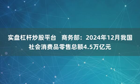 实盘杠杆炒股平台   商务部：2024年12月我国社会消费品零售总额4.5万亿元