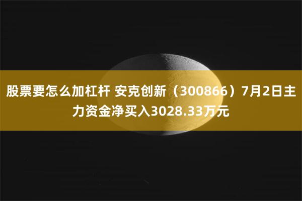 股票要怎么加杠杆 安克创新（300866）7月2日主力资金净买入3028.33万元